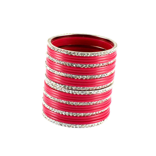 Gajari Stone Acrylic-Brass Bangle With Extra Large Size  (Pack Of 26) (sku-ban1283)