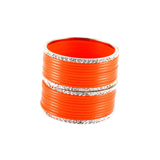 Orange Stone Acrylic-Brass Bangle With Extra Large Size  (Pack Of 22) (sku-ban1285)