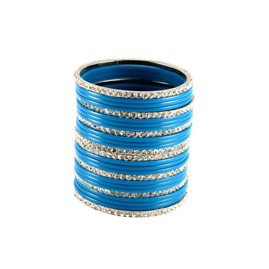 Light Blue  Stone Acrylic-Brass Bangle With Extra Large Size  (Pack Of 26) (sku-ban1289)