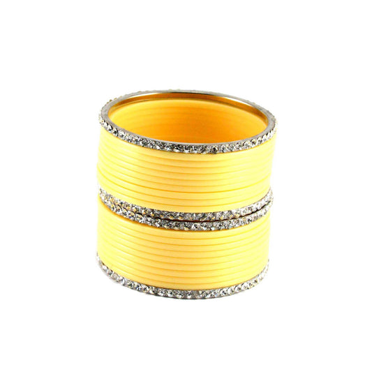 Cream Stone Acrylic-Brass Bangle With Extra Large Size  (Pack Of 22) (sku-ban1291)