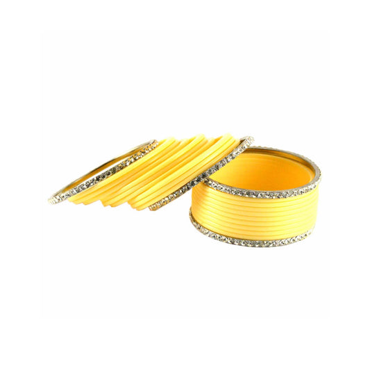 Cream Stone Acrylic-Brass Bangle With Extra Large Size  (Pack Of 22) (sku-ban1291)