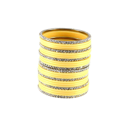 Cream Stone Acrylic-Brass Bangle With Extra Large Size  (Pack Of 26) (sku-ban1292)
