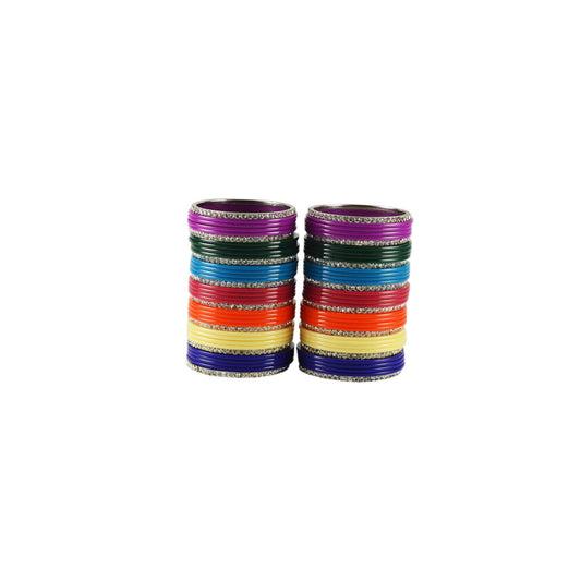Multi Stone Acrylic-Brass Bangle With Extra Large Size  (Pack Of 72) (sku-ban1295)