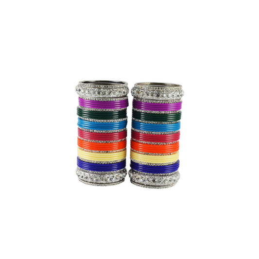 Multi Stone Acrylic-Brass Bangle With Extra Large Size  (Pack Of 80) (sku-ban1296)