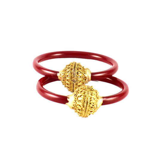 Red Plain Acrylic-Brass Bangle With Very Extra Large Size  (Pack Of 2) (sku-ban1382)
