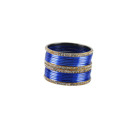 Light Blue  Stone Brass Bangle (Pack Of 16) (sku-ban1386)