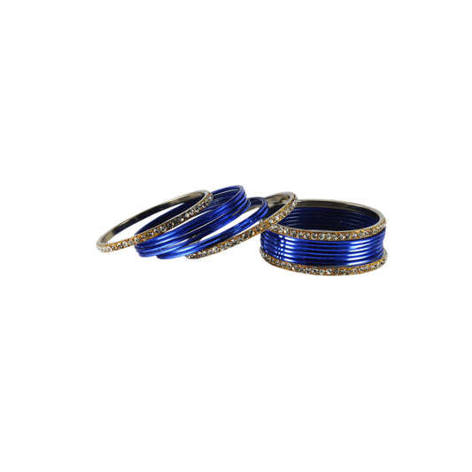Light Blue  Stone Brass Bangle (Pack Of 16) (sku-ban1386)