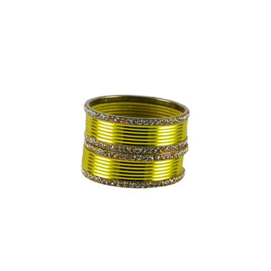 Yellow Stone Brass Bangle (Pack Of 16) (sku-ban1388)