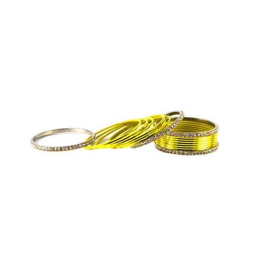 Yellow Stone Brass Bangle (Pack Of 16) (sku-ban1388)