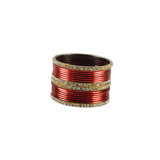 Maroon Stone Brass Bangle (Pack Of 16) (sku-ban1389)