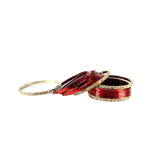 Maroon Stone Brass Bangle (Pack Of 16) (sku-ban1389)