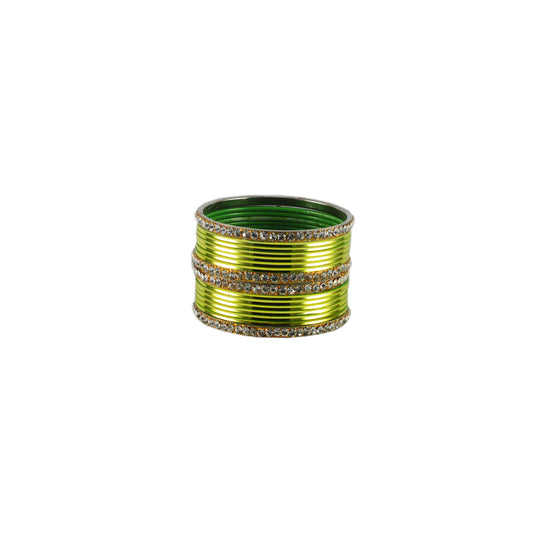 Light Green Stone Brass Bangle (Pack Of 16) (sku-ban1390)