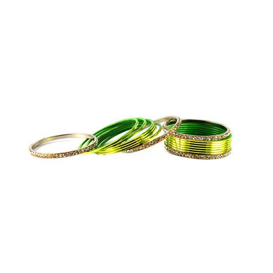 Light Green Stone Brass Bangle (Pack Of 16) (sku-ban1390)