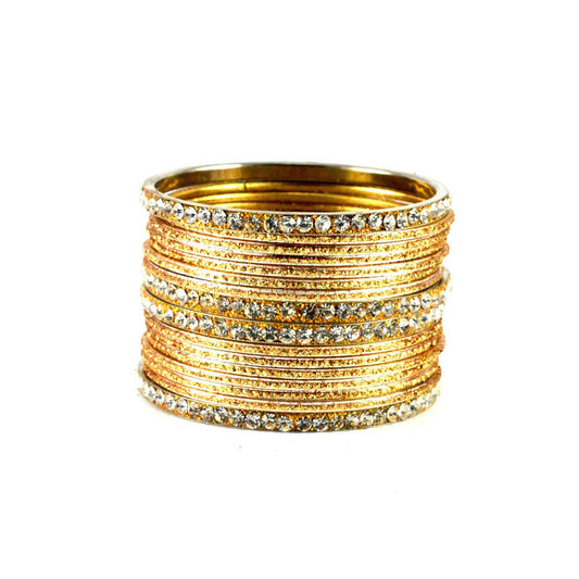 Golden Stone Brass Bangle (Pack Of 16) (sku-ban1391)