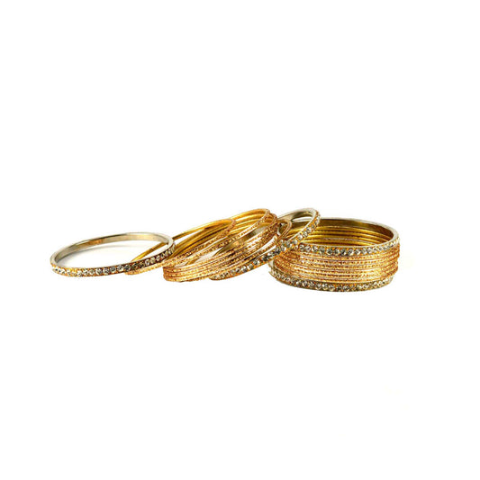 Golden Stone Brass Bangle (Pack Of 16) (sku-ban1391)