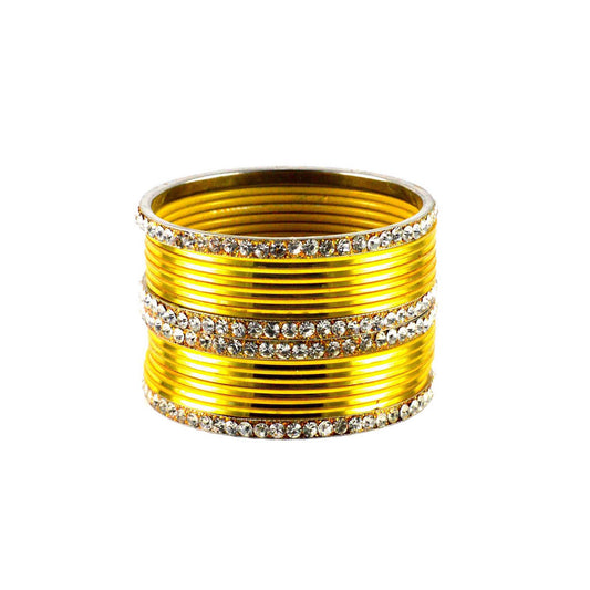 Yellow Stone Brass Bangle (Pack Of 16) (sku-ban1392)