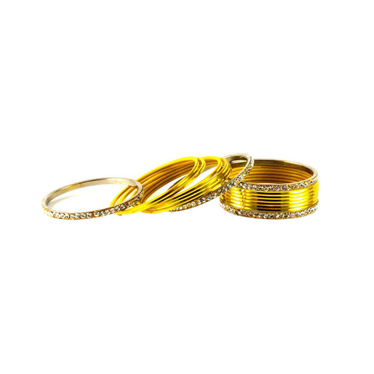 Yellow Stone Brass Bangle (Pack Of 16) (sku-ban1392)
