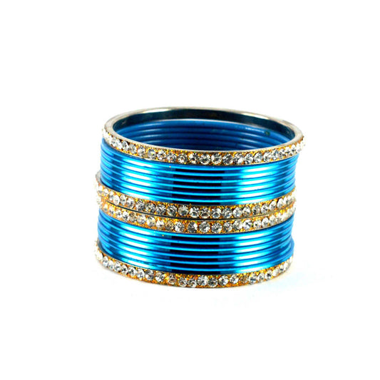 Firozi Stone Brass Bangle (Pack Of 16) (sku-ban1393)