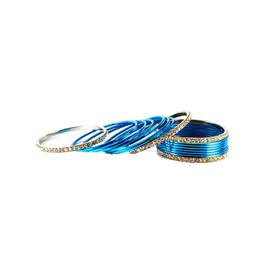 Firozi Stone Brass Bangle (Pack Of 16) (sku-ban1393)
