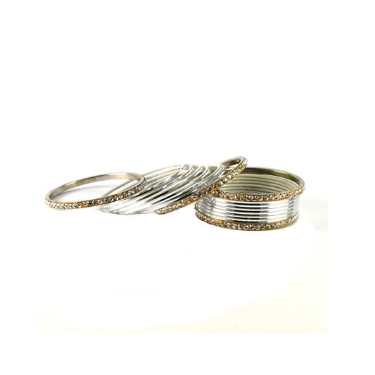 White Stone Brass Bangle (Pack Of 16) (sku-ban1395)