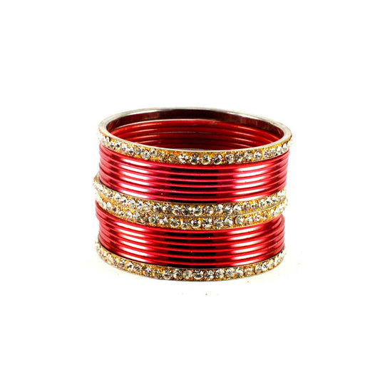 Red Stone Brass Bangle (Pack Of 16) (sku-ban1397)