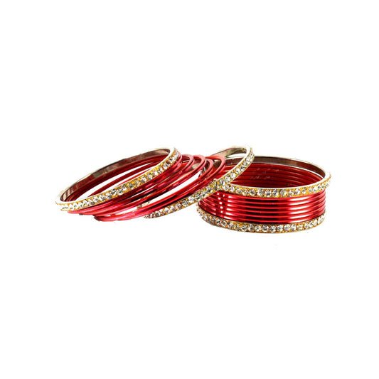 Red Stone Brass Bangle (Pack Of 16) (sku-ban1397)
