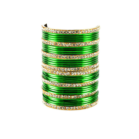 Green Stone Brass Bangle (Pack Of 32) (sku-ban1404)