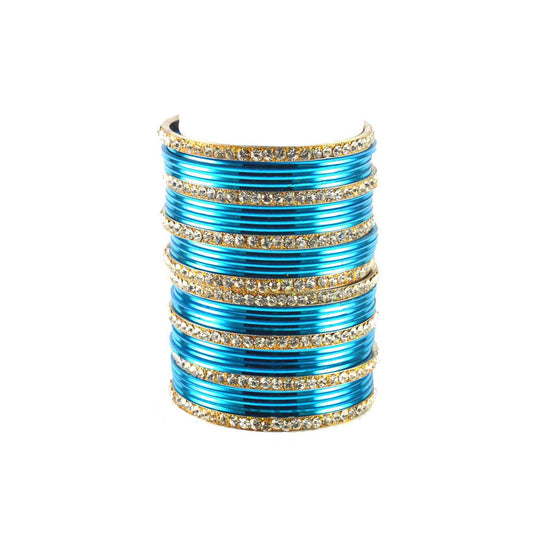 Firozi Stone Brass Bangle (Pack Of 32) (sku-ban1405)