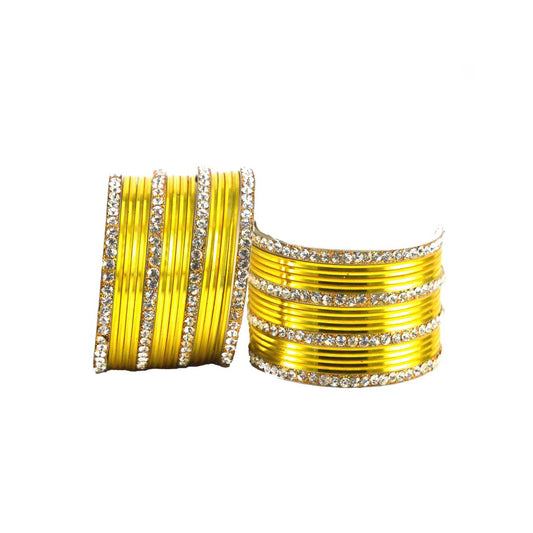 Yellow Stone Brass Bangle (Pack Of 32) (sku-ban1406)