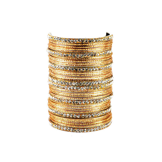 Golden Stone Brass Bangle (Pack Of 32) (sku-ban1409)