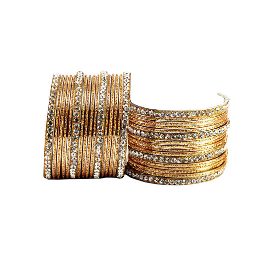 Golden Stone Brass Bangle (Pack Of 32) (sku-ban1409)