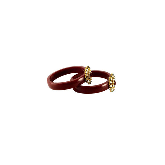 Maroon Stone Acrylic-Brass Bangle With Very Extra Large Size  (Pack Of 2) (sku-ban1460)