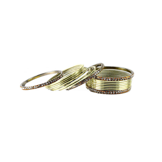 Cream Stone Brass Bangle (Pack Of 16) (sku-ban1475)