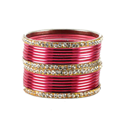 Gajari Stone Brass Bangle (Pack Of 16) (sku-ban1478)