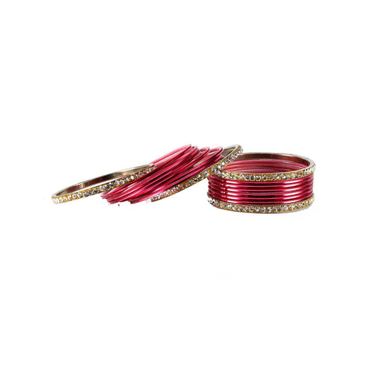 Gajari Stone Brass Bangle (Pack Of 16) (sku-ban1478)