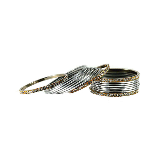 Silver Stone Brass Bangle (Pack Of 16) (sku-ban1479)
