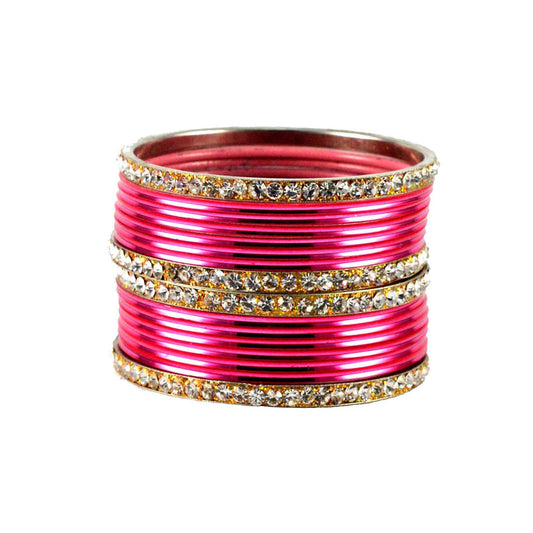 Light Rani Stone Brass Bangle (Pack Of 16) (sku-ban1481)