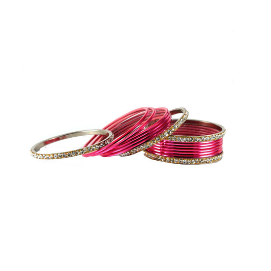 Light Rani Stone Brass Bangle (Pack Of 16) (sku-ban1481)