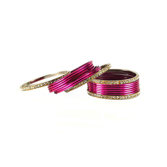 Dark Rani Stone Brass Bangle (Pack Of 16) (sku-ban1483)