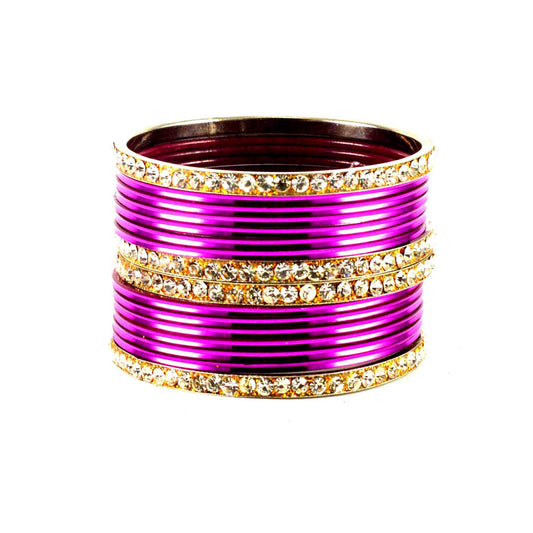 Dark Rani  Stone Brass Bangle (Pack Of 16) (sku-ban1486)