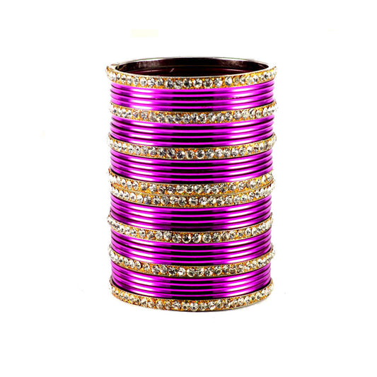 Dark Rani  Stone Brass Bangle (Pack Of 32) (sku-ban1487)