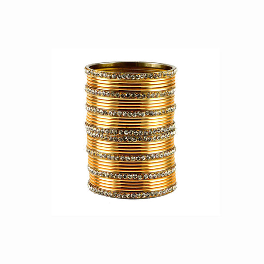 Golden Stone Brass Bangle With Extra Large Size  (Pack Of 32) (sku-ban1491)