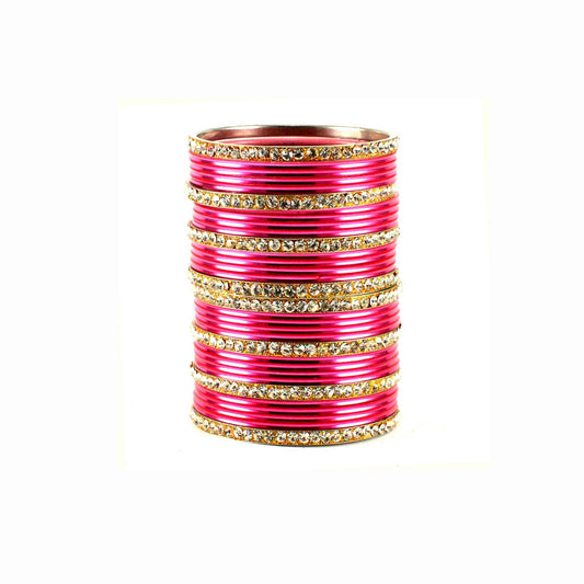 Gajari Stone Brass Bangle (Pack Of 32) (sku-ban1492)