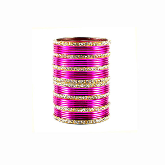 Dark pink Stone Brass Bangle (Pack Of 32) (sku-ban1493)