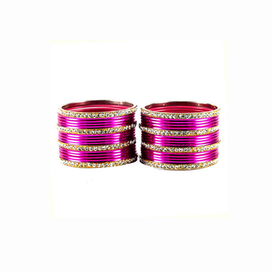 Dark pink Stone Brass Bangle (Pack Of 32) (sku-ban1493)