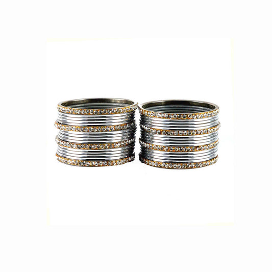 Silver Stone Brass Bangle (Pack Of 32) (sku-ban1494)