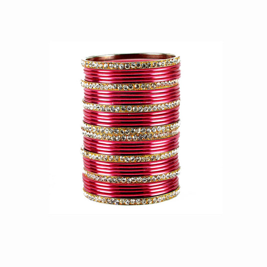 Gajari Stone Brass Bangle (Pack Of 32) (sku-ban1496)