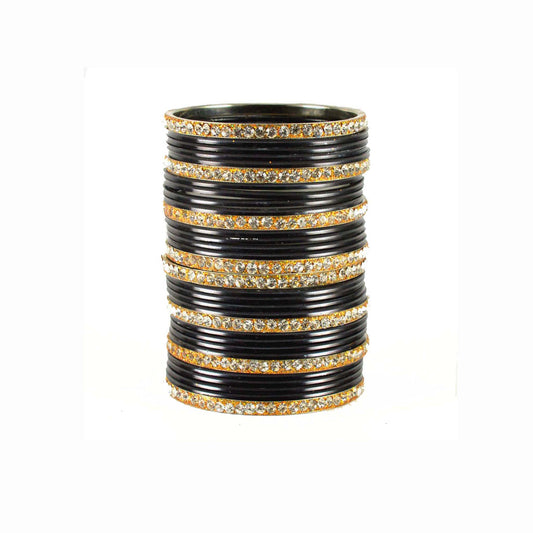 Black Stone Brass Bangle (Pack Of 32) (sku-ban1497)