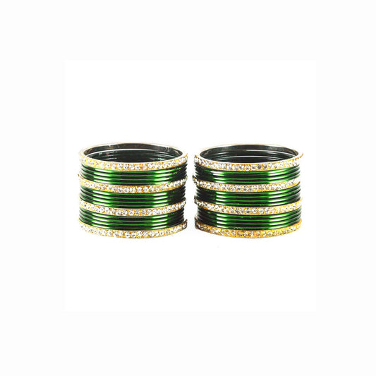 Green Stone Brass Bangle (Pack Of 32) (sku-ban1498)