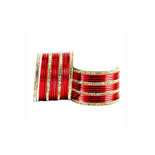 Red Stone Brass Bangle With Extra Large Size  (Pack Of 32) (sku-ban1541)